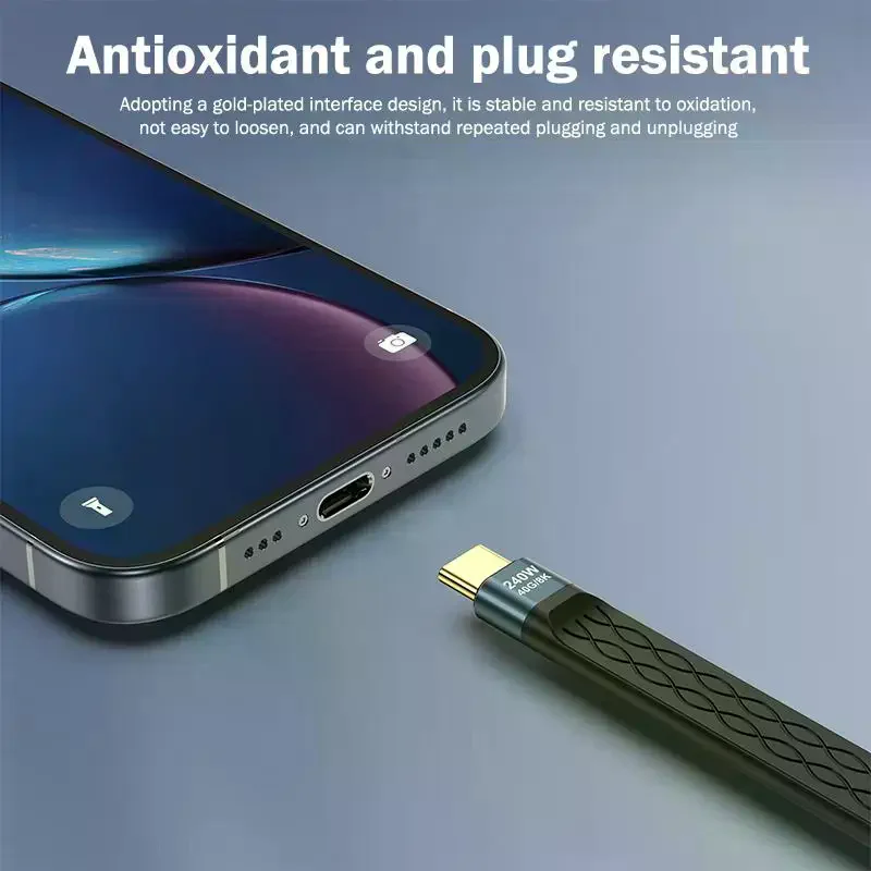 USB4 Dual Type-C Cable PD 240W Fast Charging 40Gb/s Data Transfer 8K Video Compatible with Thunderbolt 3/4