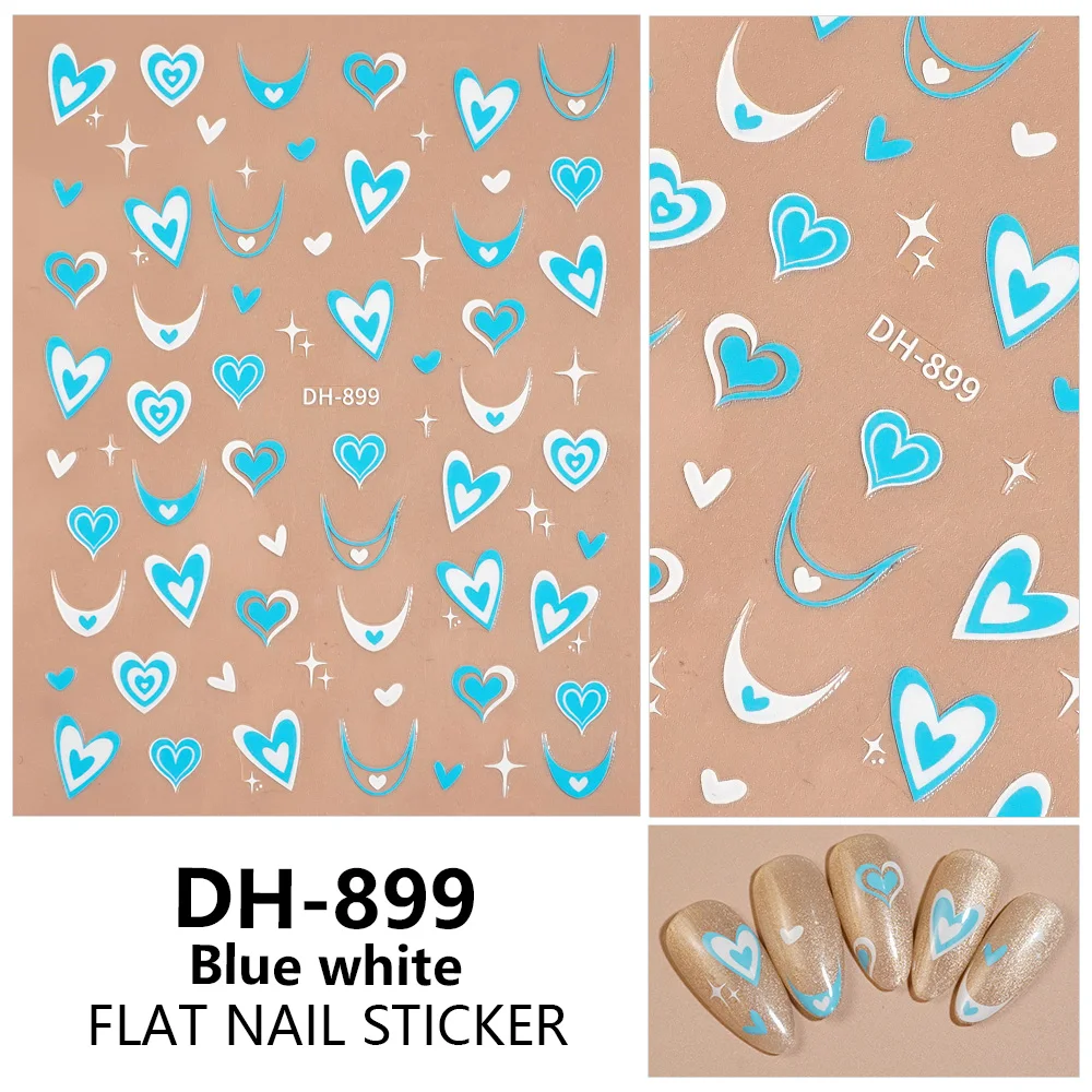 

1/5PCS Star Heart Nail Stickers Blue White Art Decoration Nail Stickers Women's DIY Manicure Self Adhesive Decorative Decals