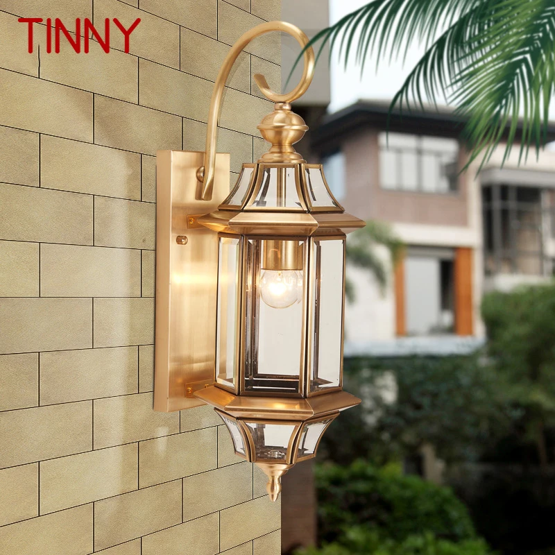 TINNY Contemporary Outdoor Brass Wall Lamp IP 65 Creative Design LED Copper Sconce Light Decor for Home Balcony