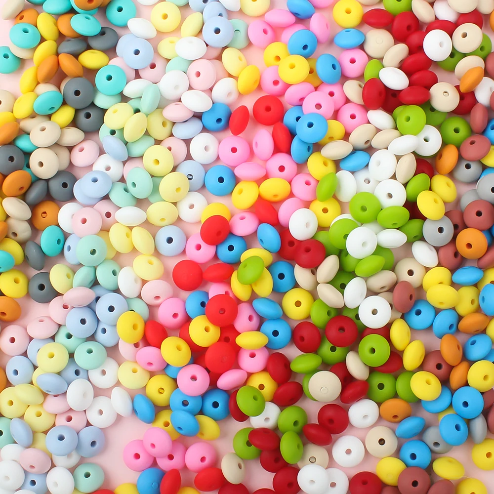 20Pcs/Set Silicone Beads 12MM Lentil Beads Round Pearl Focal Beads 14MM Hexagon Loose Beads DIY Necklace For Jewelry Pen Making