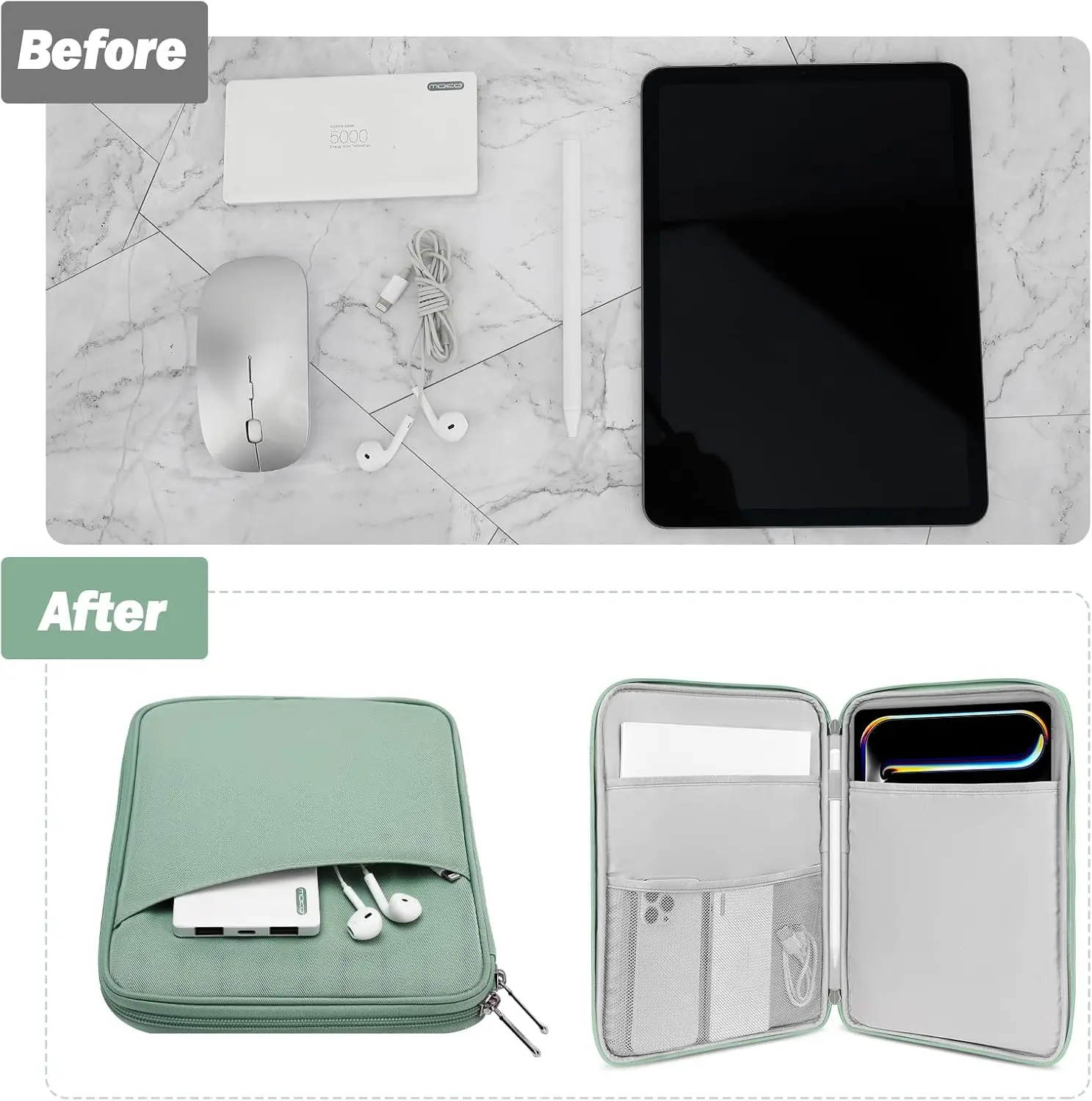 12.9인치 태블릿 슬리브 가방, 13인치 뉴 아이패드 프로 M4 & 에어 M2 2024, 아이패드 프로 12.9인치 M2&M1, 갤럭시 탭 S8+/S9+ 호환