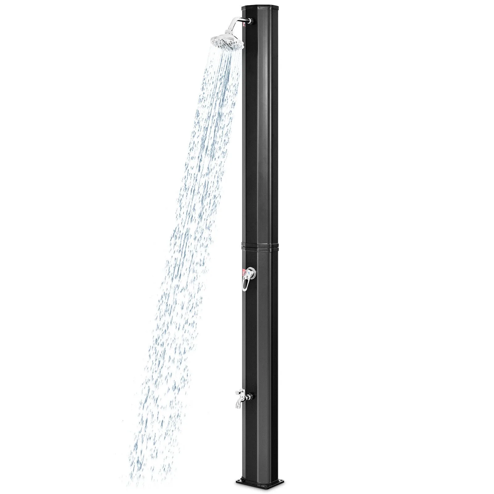 US 9.3 gallon outdoor solar heated shower, 7.2 feet adjustable shower head with base-