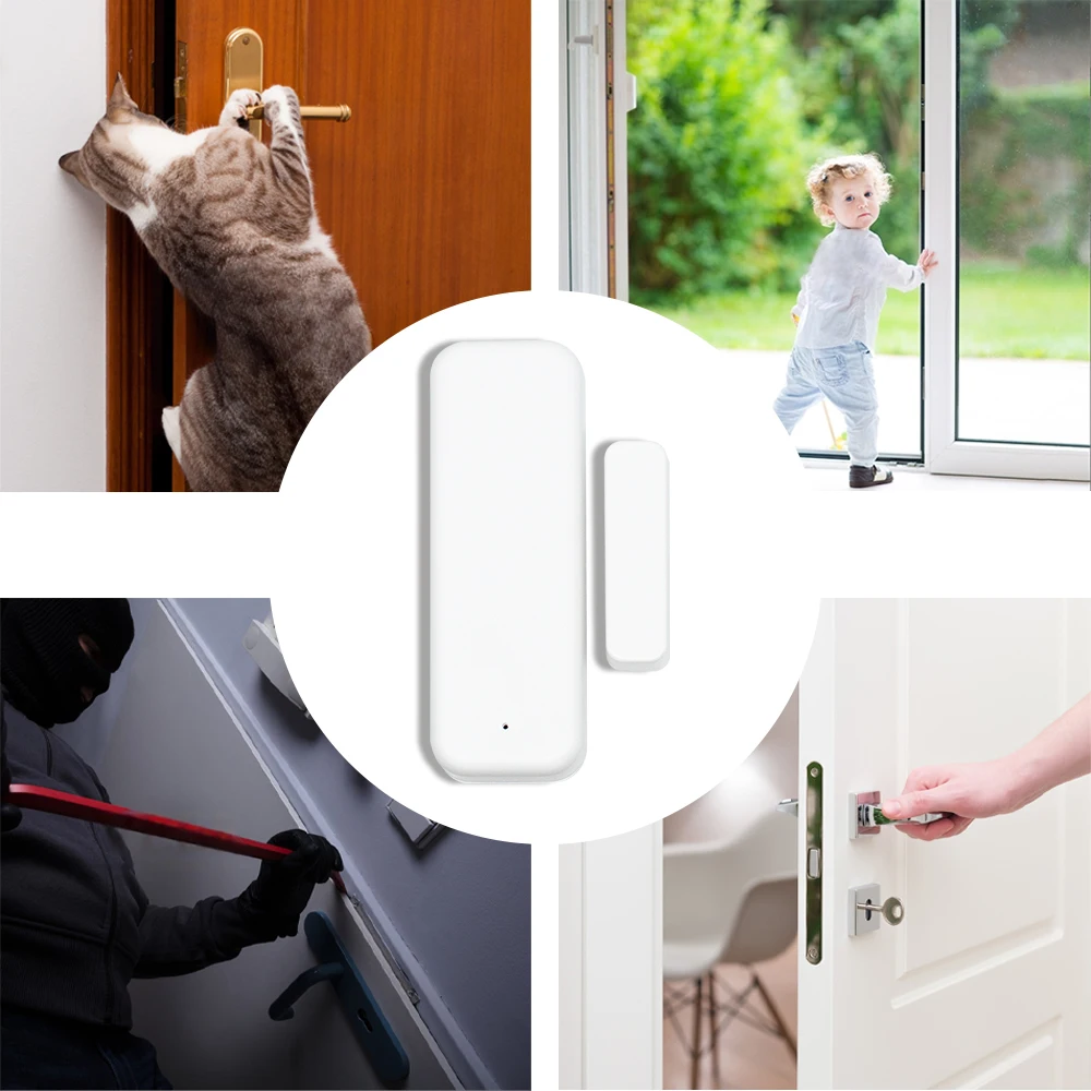 Tuya Smart WiFi Door Sensor Smart Home Open Close Detector Smartlife App Control Notification Compatible with Alexa Google Home