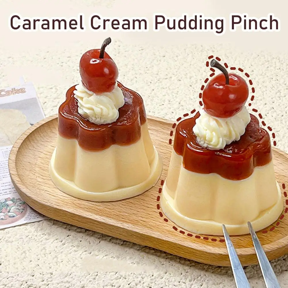 Simulation Caramel Pudding Squeezing Soft Q Elastic Two-color Pudding Decompression Toy TPR Soft Glue Food Play Jelly Toy