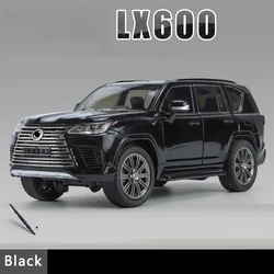 1:24 Alloy Car Model Sound And Light Pull Back Toy Car Off-Road Vehicle Simulation for Lexus Lx600 Boy Collection Decoration