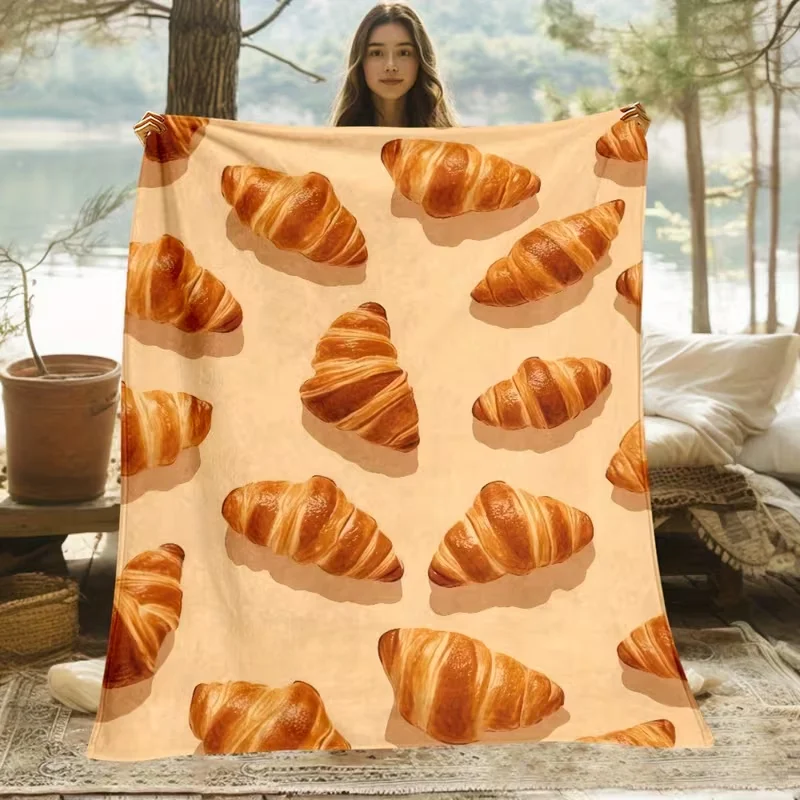 Cute Cartoon Sushi Salmon Seafood Print Mint Background Cozy Blanket Food Lover Sofa Bed Lightweight Nap Blanket