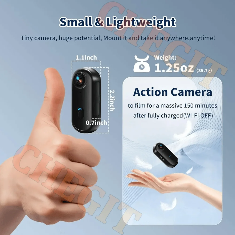 Mini Pocket Magnetic 4K POV Vlog Cam Portable Body Chest Recorder Wireless WiFi Waterproof Action Camera Helmet Bicycle Sports