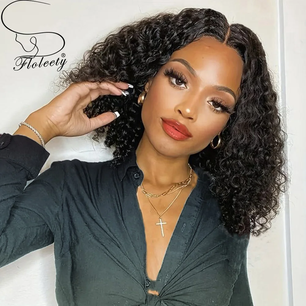 Short Kinky Curly Bob Wigs For Women Human Hair 13x4 HD Lace Frontal Glueless Brazilian Hair 4x4 Lace Deep Curly  Human hair Wig