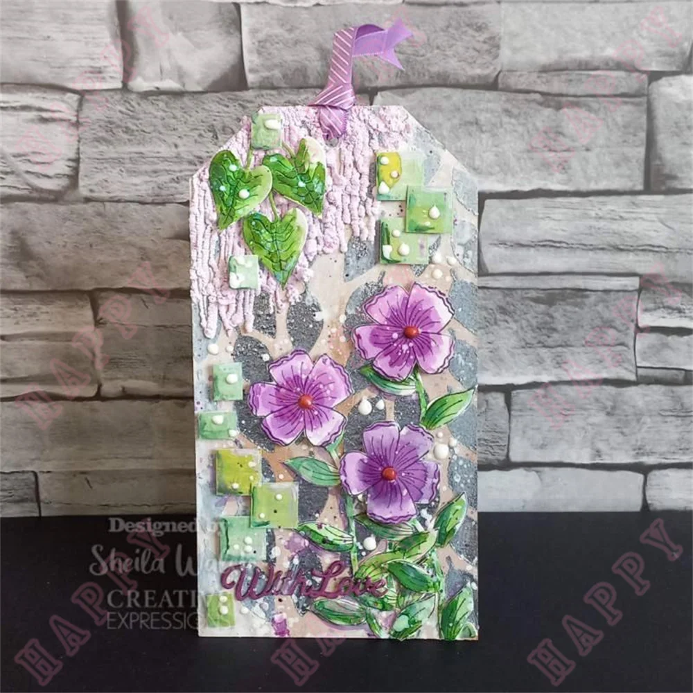 Metal Cutting Dies Stamps Stencils Garden Flowers And Vocabulary DIY Scrapbook Envelope Greeting Card Decorative Embossing Mould