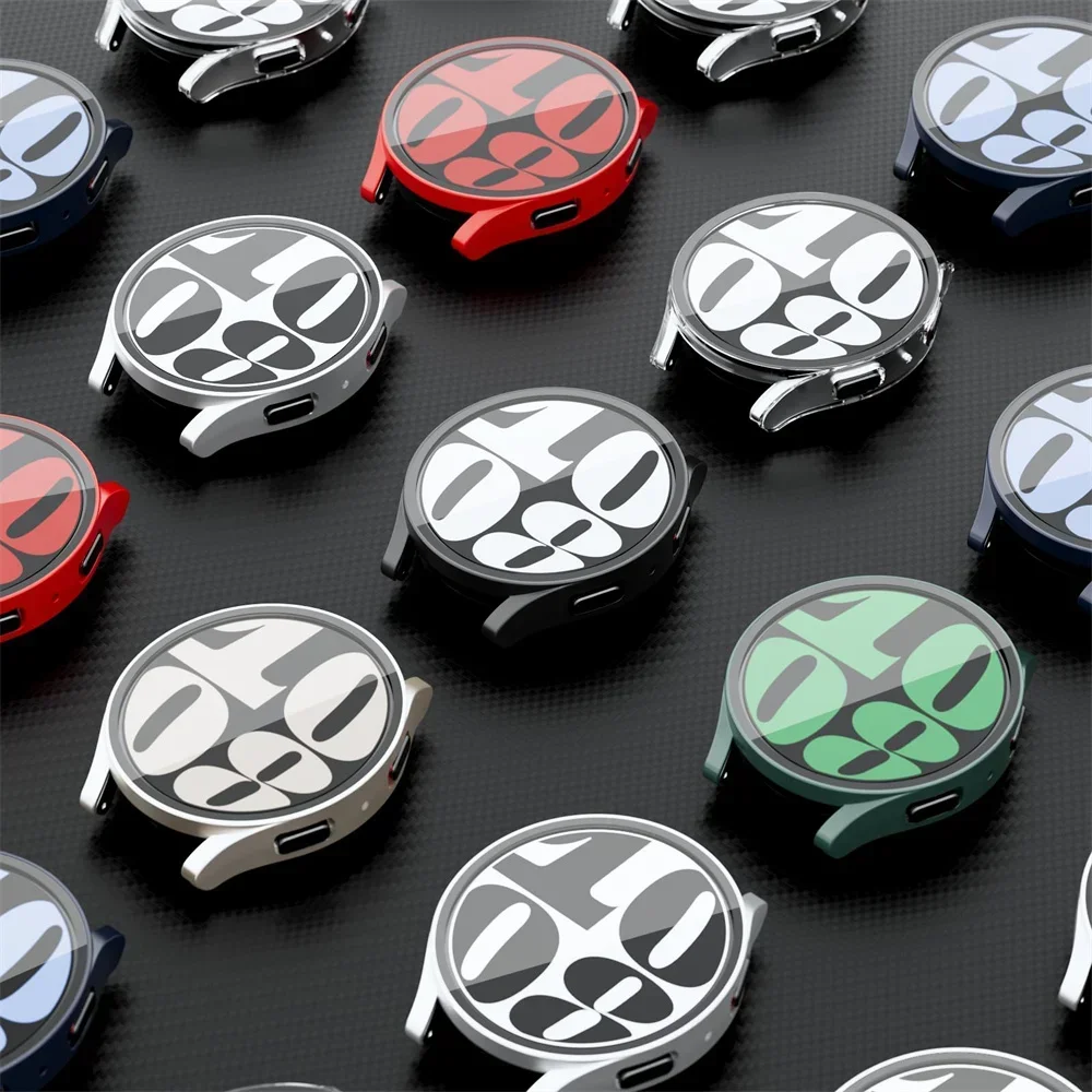 Custodia per PC + vetro temperato per Samsung Galaxy Watch 7/6/5/4 cover 44mm 40mm Protezione per schermo paraurti completo Galaxy watch FE Accessori