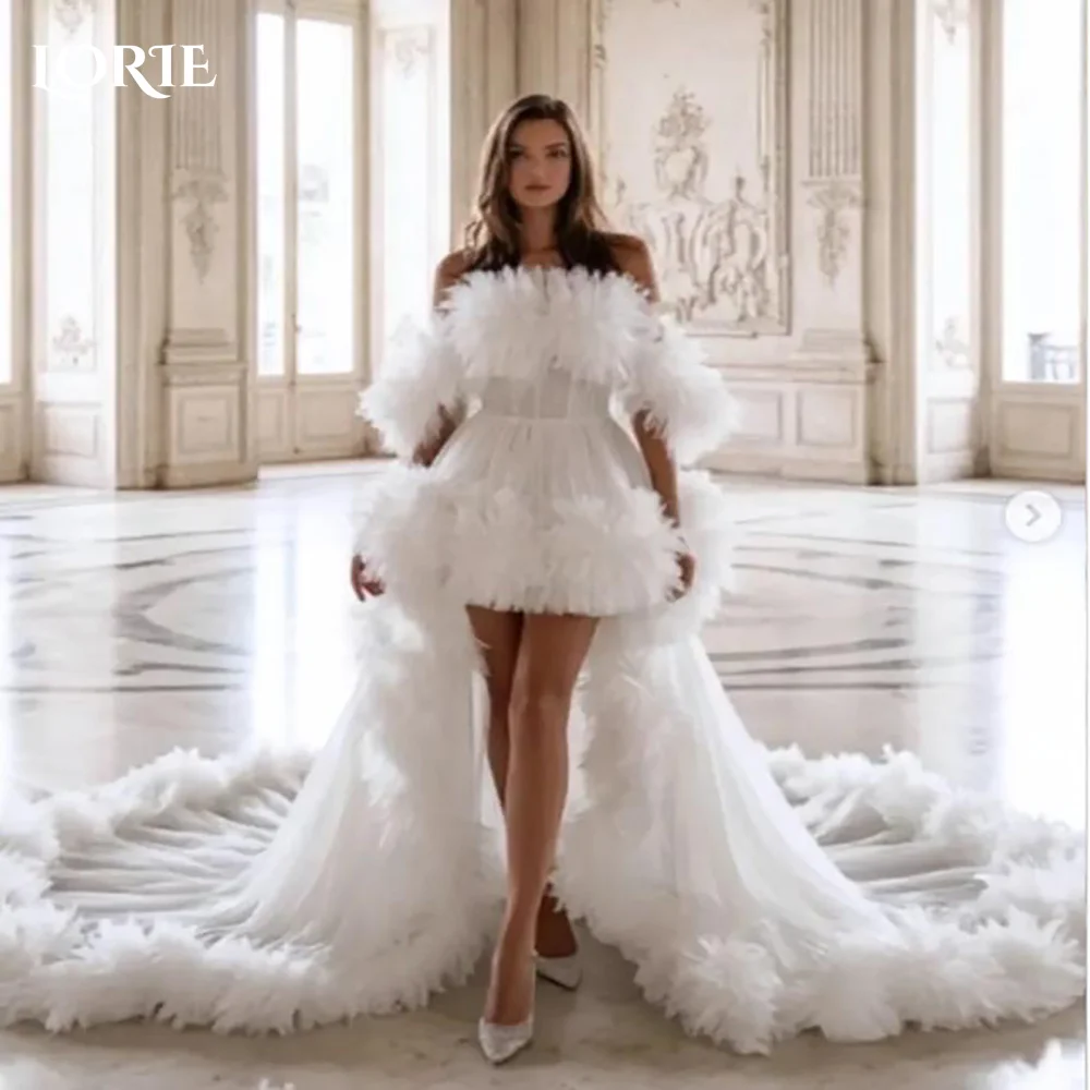 LORIE Vintage Short Wedding Dress Hi-Lo Sweetheart Puff Sexy Off Shoulder ini Bridal Gown A-Line Princess Bride Gowns Customized