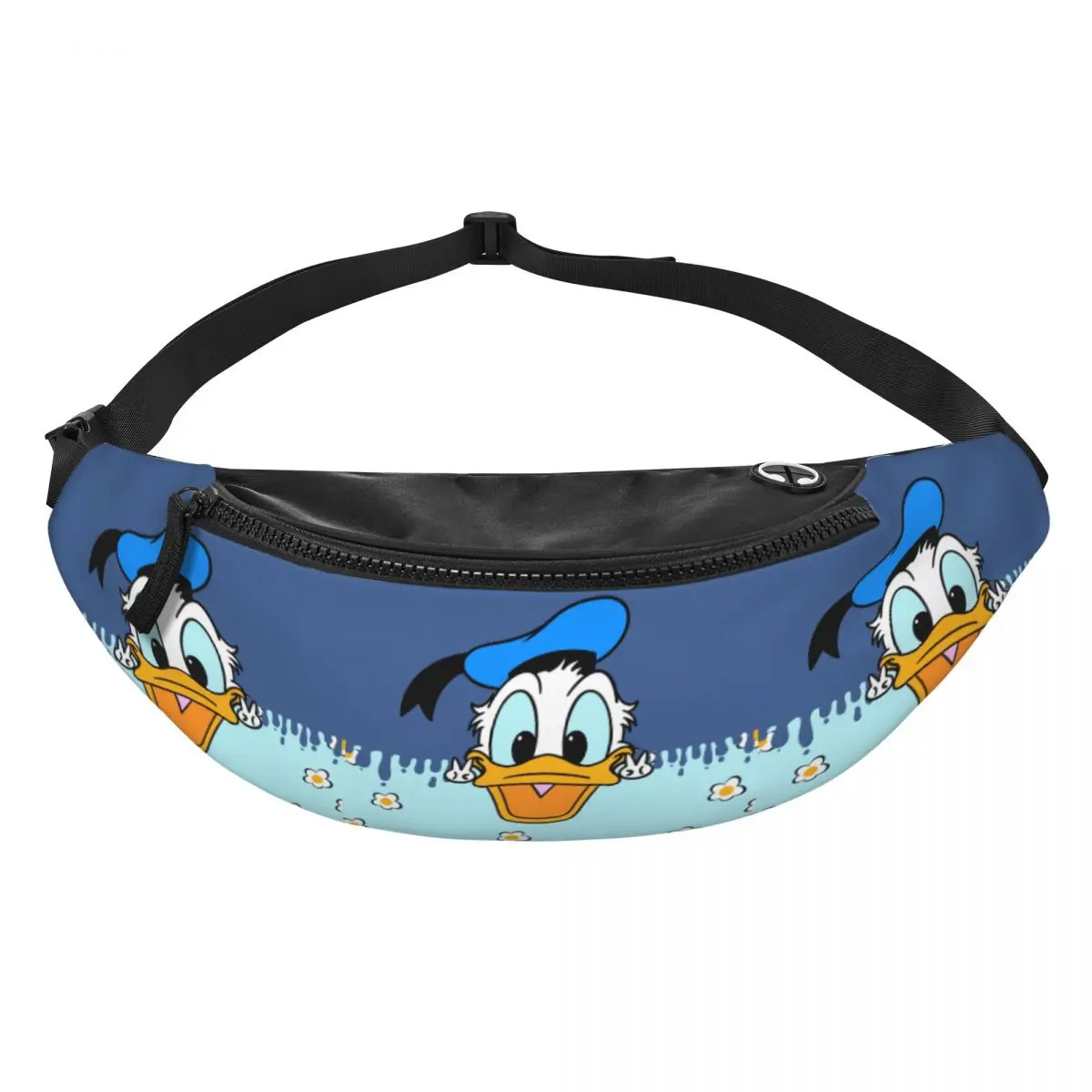 

Поясная сумка-бананка с аниме-уткой Дональдом Даком для путешествий и походов, унисекс, забавная мультяшная сумка через плечо для телефона и денег