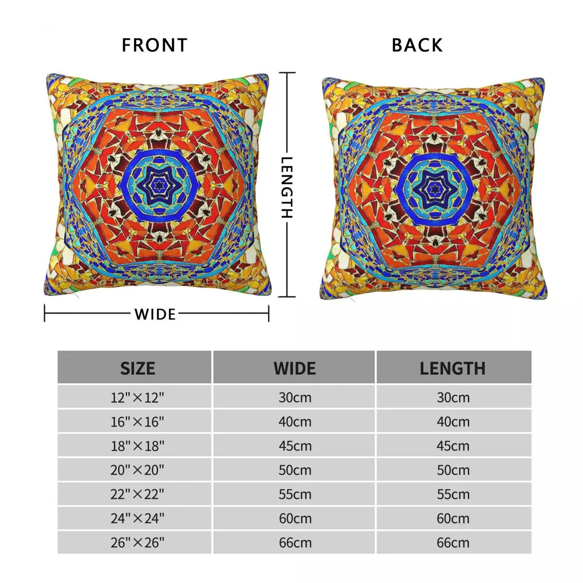 Kaleidoscope Mosaic Spanish Pillowcase Polyester Linen Velvet Printed Zip Decor Pillow Case Car Cushion Cover
