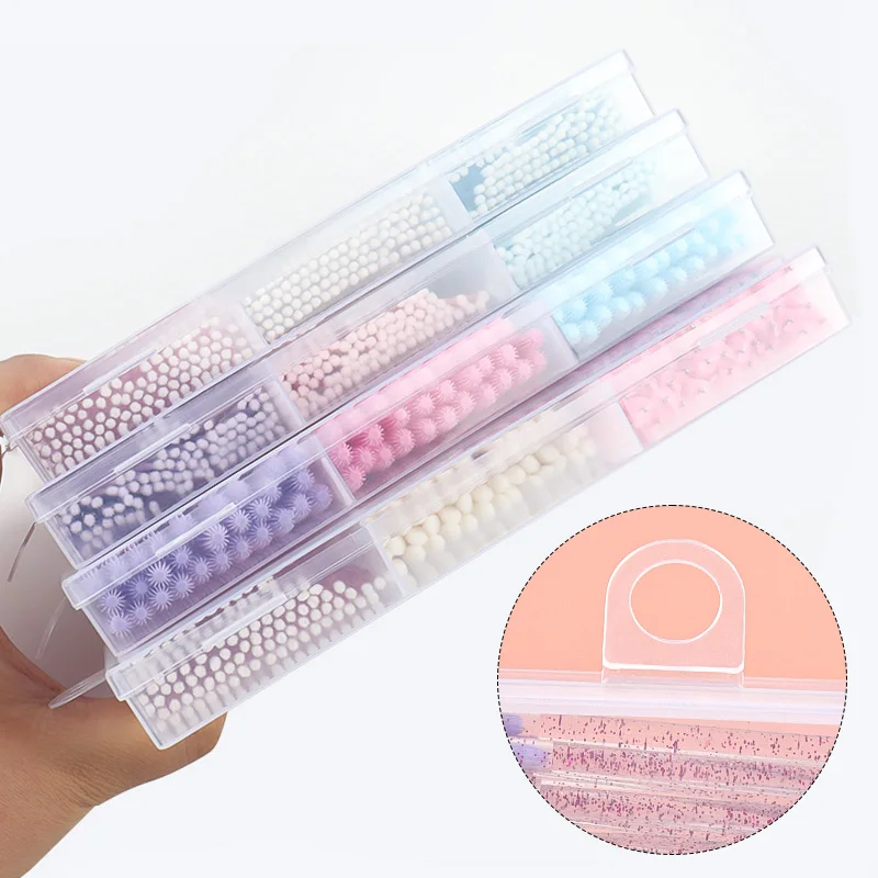 90/200/300 Stuks Cosmetische Wattenstaafje Boxed Opslag Mascara Borstel Kristal Macaron Lip Borstels Siliconen Lash Brow borstel Makeup Tools
