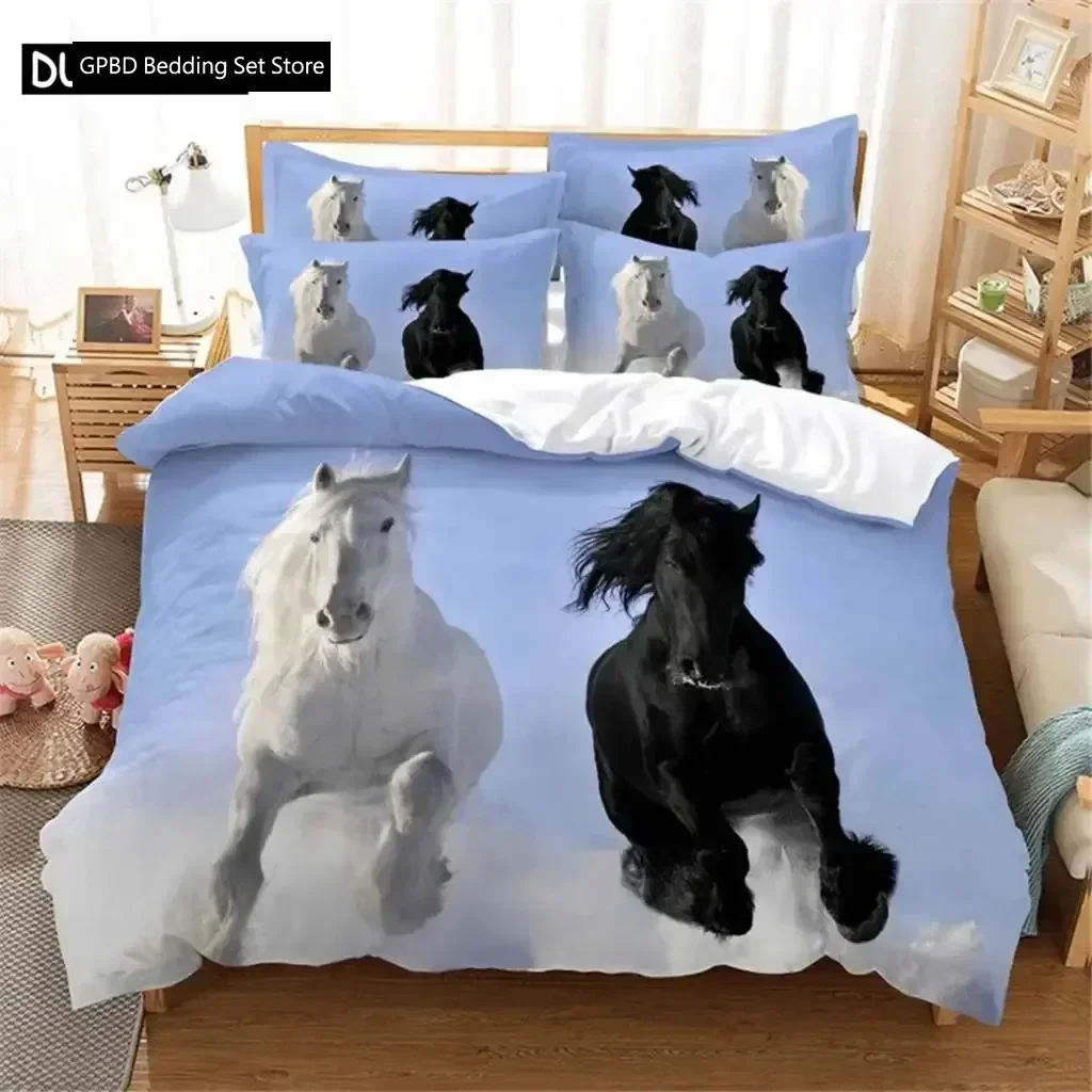 

New 3D Print Horse Bedding Set For Bedroom Soft Modern Bedspreads Comefortable Kids Duvet Cover Quilt Cover And Pillowcase