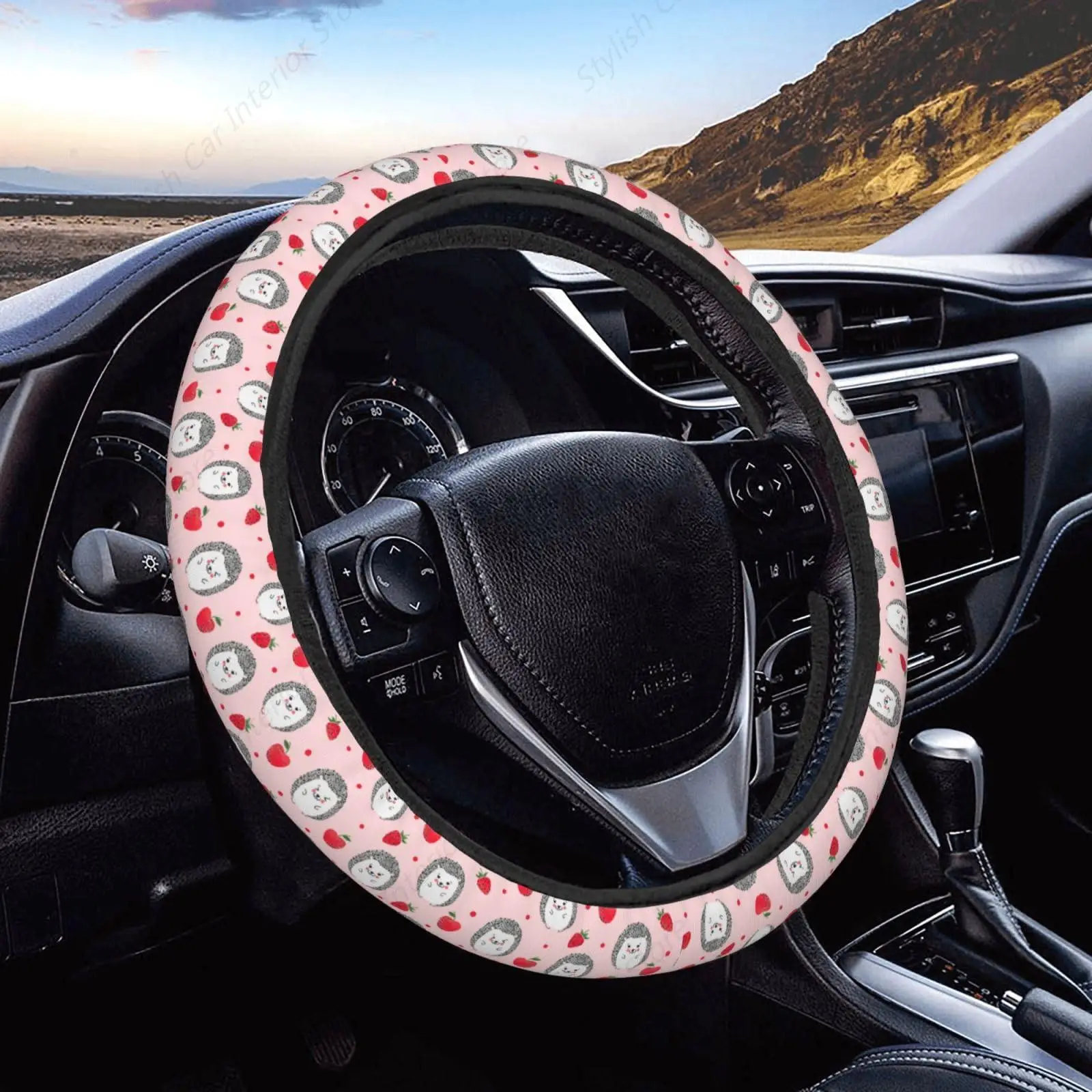 Hedgehogs Elastic Stretch Steering Wheel Cover, Anti-Slip and Durable Car Steering Wheel Accessories for Women Men