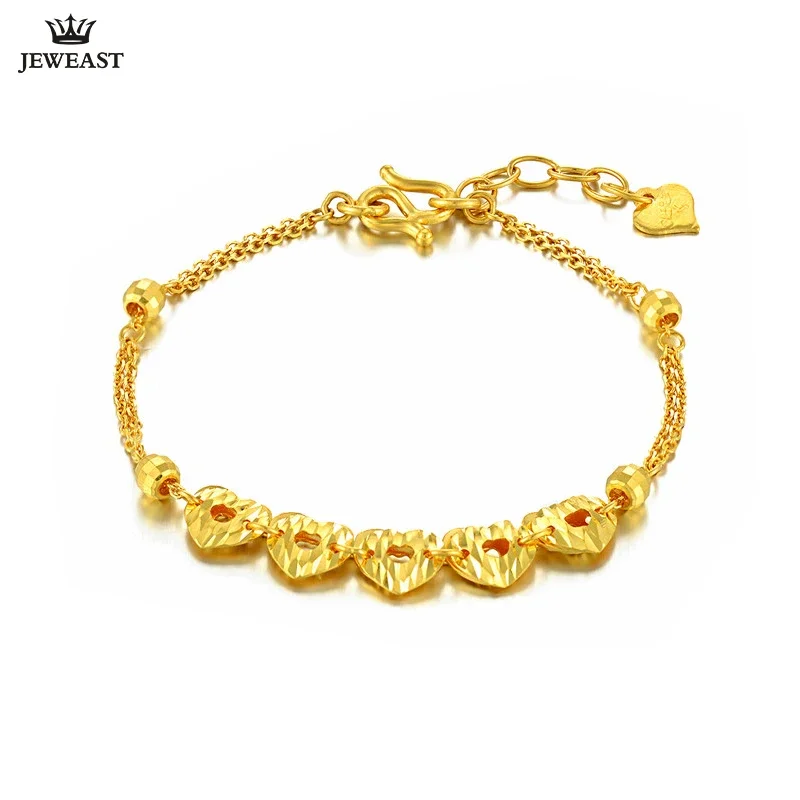 

24K Pure Gold Bracelet Real 999 Solid Gold Bangle Romantic Beautiful Heart Trendy Classic Party Fine Jewelry Hot Sell New 2023