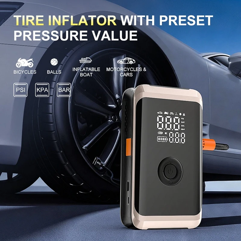 Super Sale 4-in-1 Car Jump Starter with Air Compressor 150PSI Portable 6000mAh Power Bank and Tire Inflator Tool