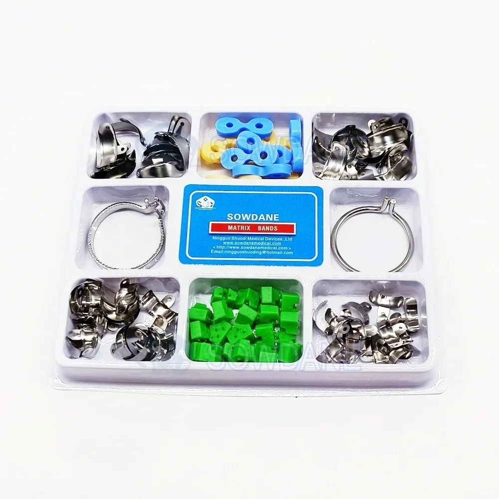 80 P Dentals Sectionals Contoureds Metals Matrices  Wedges Set with M4 Matrices Silicons Add-on Wedges Clip Ring