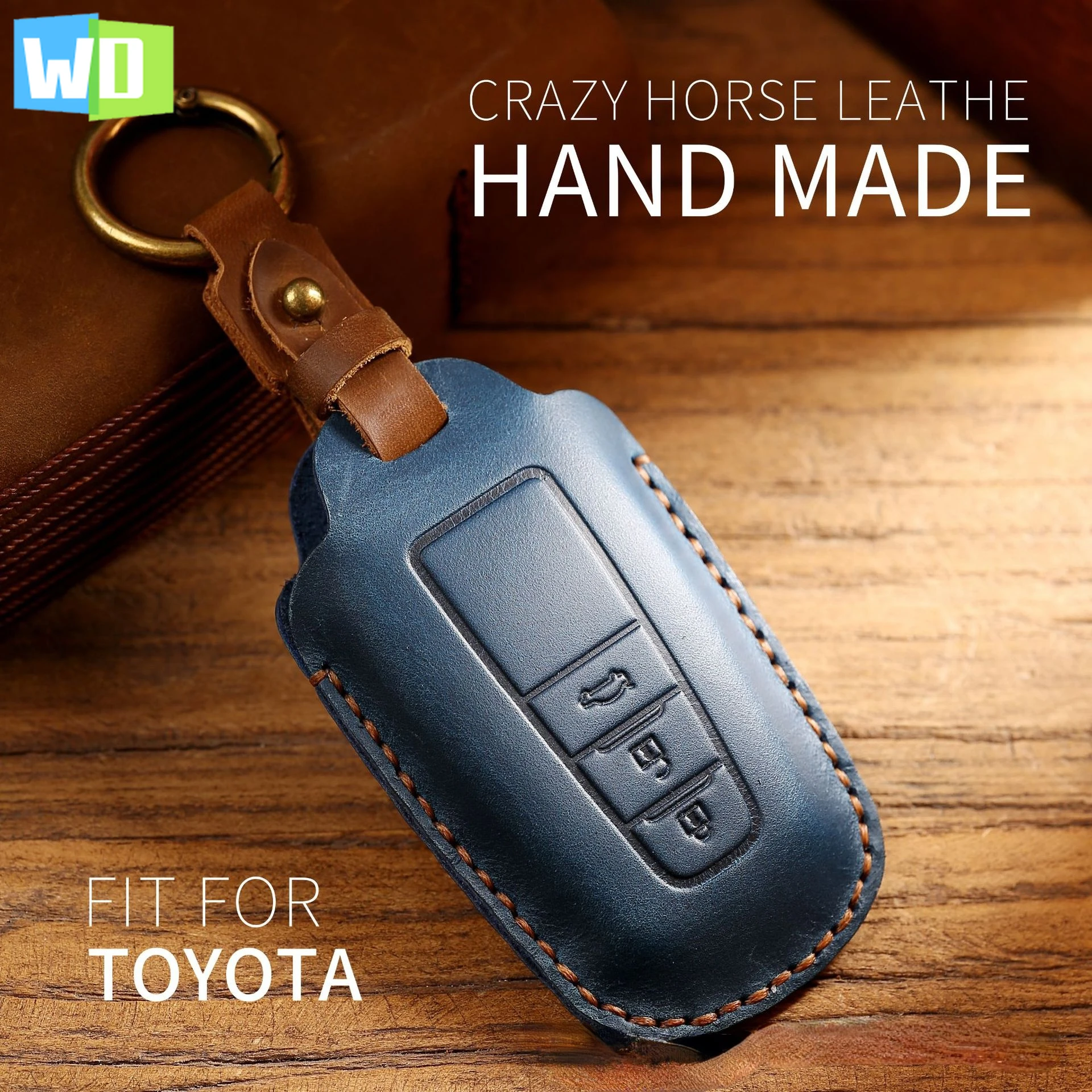 

For Toyota Sienna Highlander Camry Previa Accessories Remote Keyring Pouch Luxury Leather Key Case Cover Fob Keychain Holder