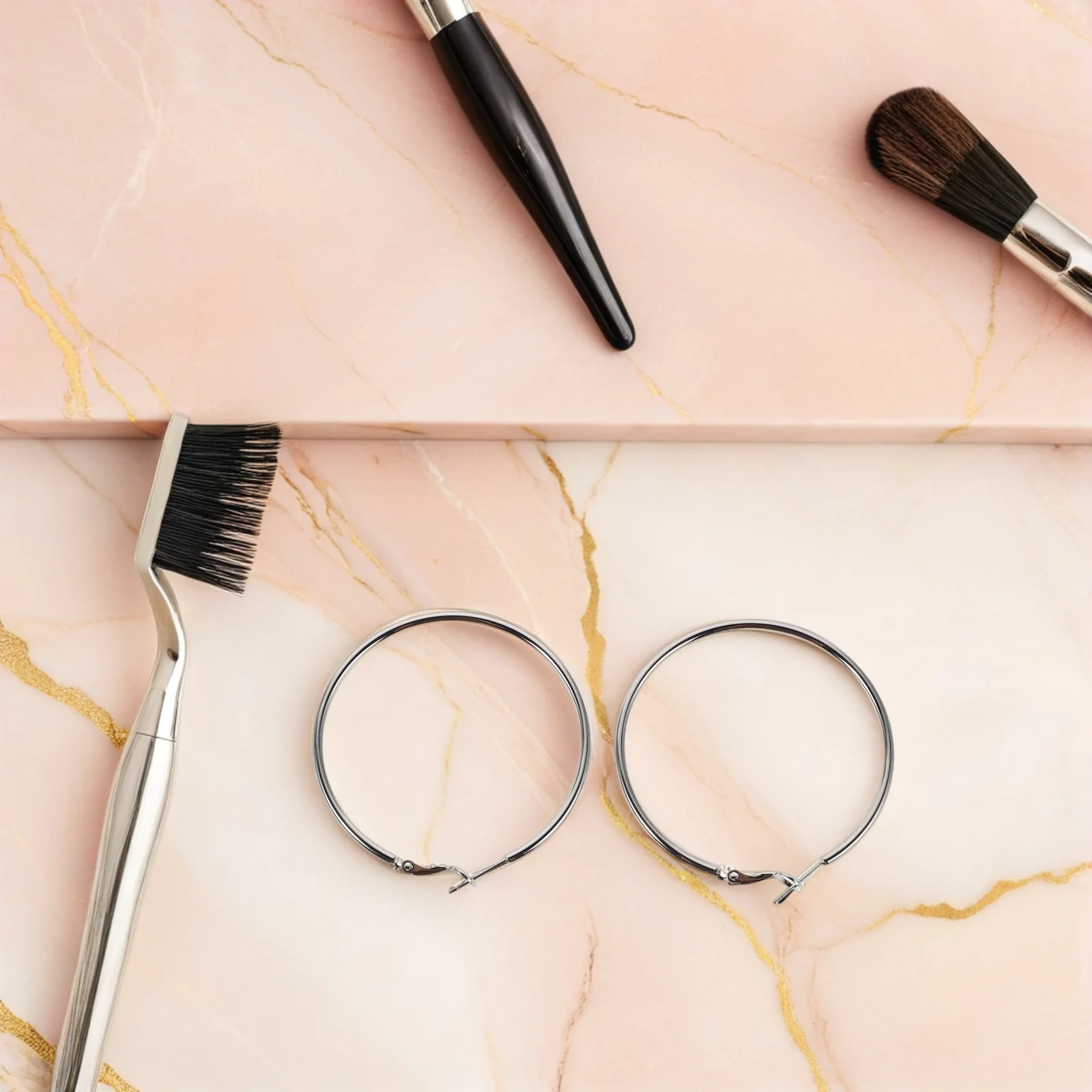 

Silver Large Hoop Earrings for Women Lightweight Minimalist Oversize Round Statement Event Jewelry Chunky Hoop Earrings