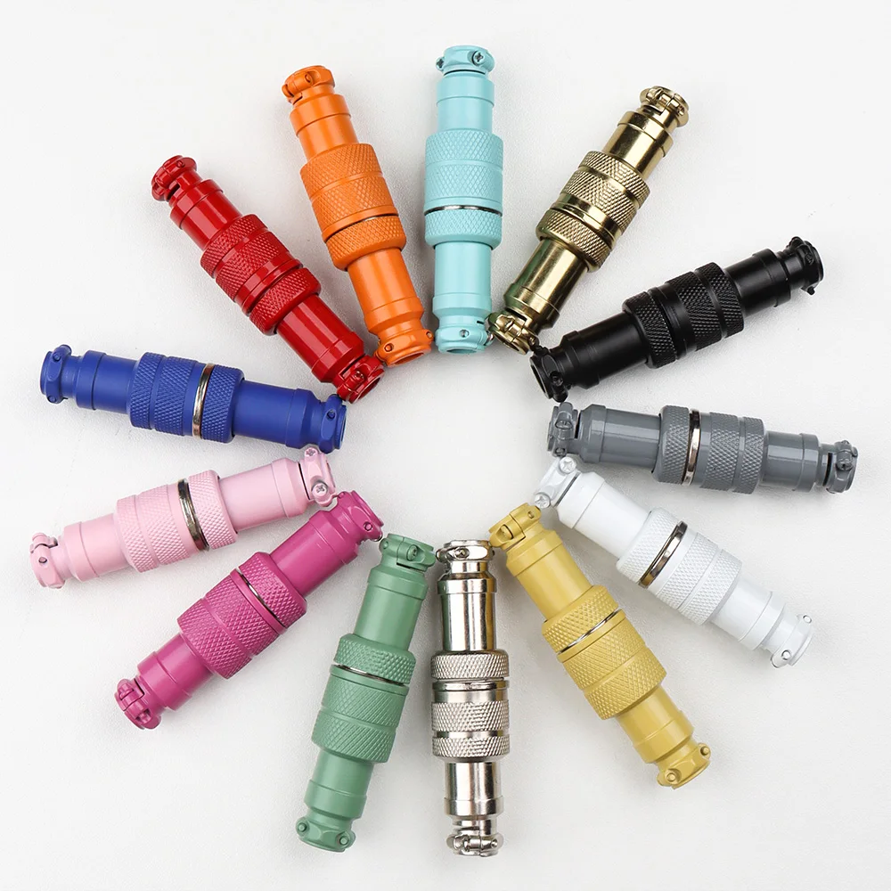 5Pin 5 Core Colorful Matt GX16 Aviator Connector Plug with Colorful Screw Socket Docking for Keyboard Coiled USB Type C Cable