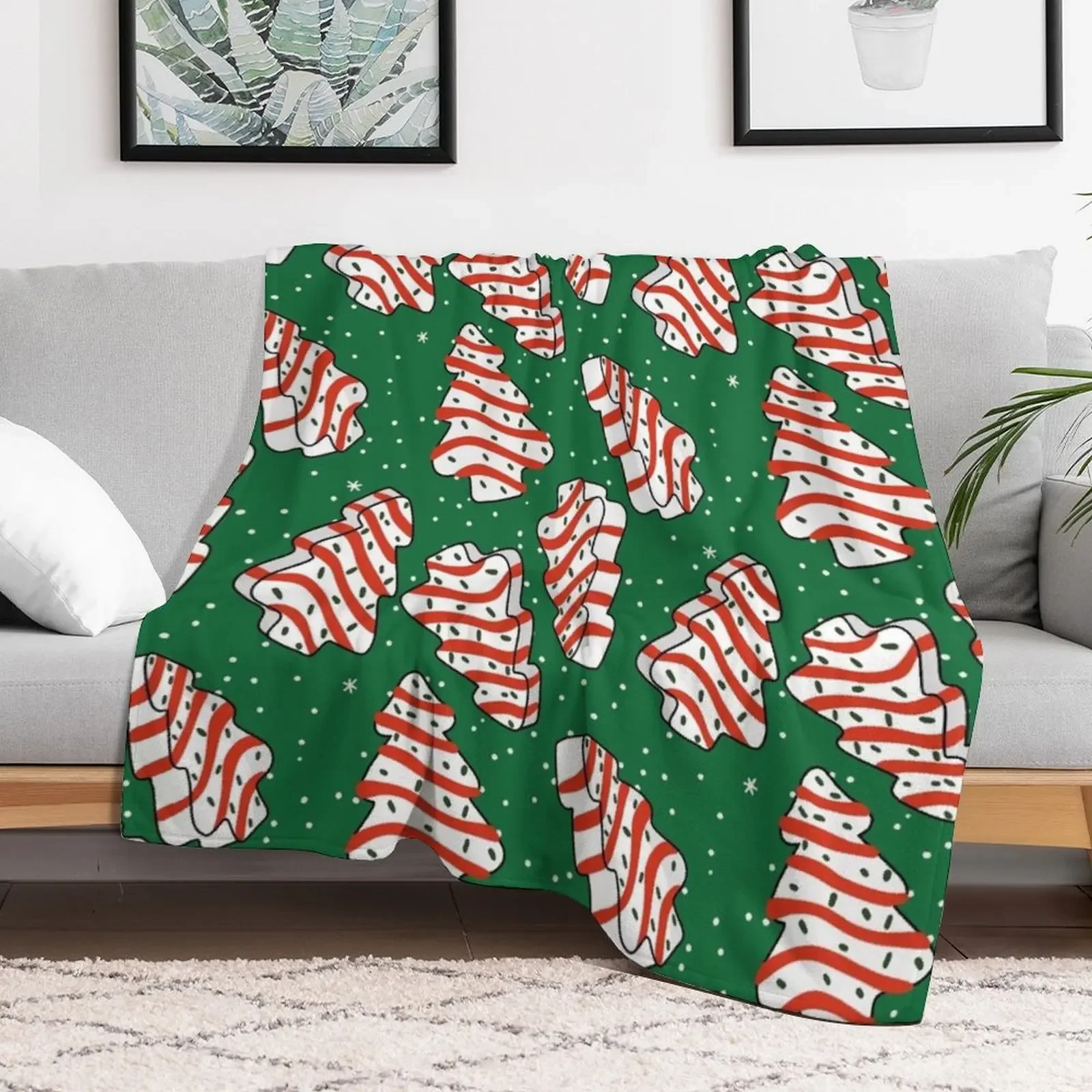 Christmas Tree Snack Cake Green Throw Blanket Decorative Soft Throw Blanket for Couch Sofa