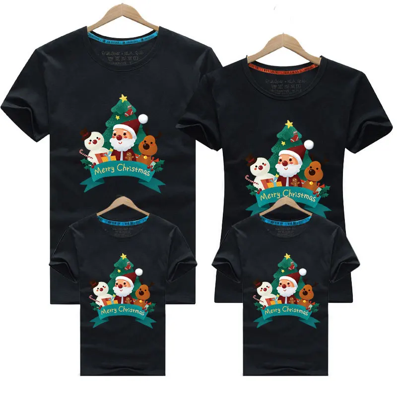 Christmas Family Matching Outfits Mom Dad Son and Daughter Tops Kids Couple Tees Clothes