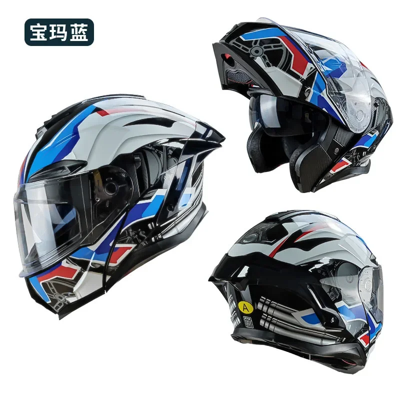 Flip Up Motorcycle Helmet Full Face Dual Lens Off-road Racing Helmet Men Cascos Para Moto Motorbike Helmet DOT Approved