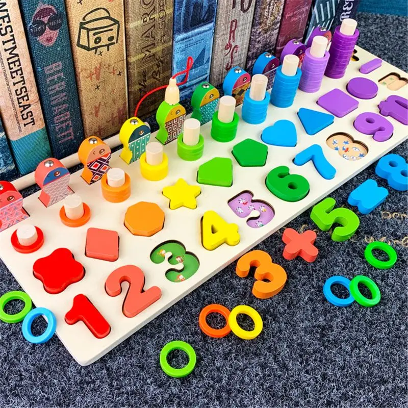 Nuevo Juguete matemáticas Montessori para niños pequeños, rompecabezas educativo, juguete pesca con forma número, a