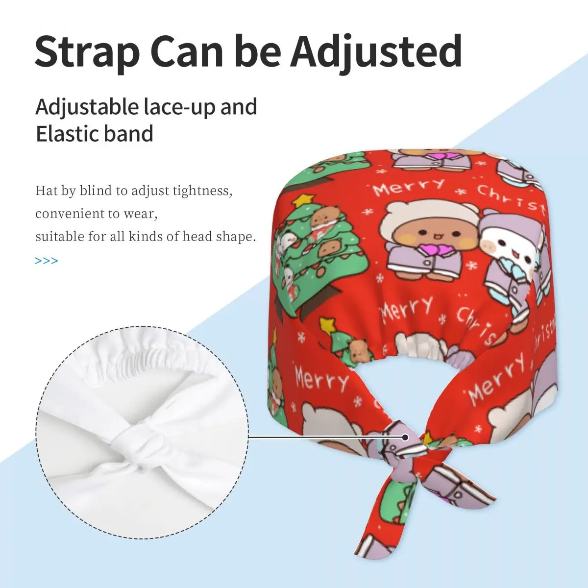 Chapéus de enfermagem dudu bubu boné de trabalho feliz natal moda chapéu médico para mulheres unissex padrão de cabelo longo boné de trabalho