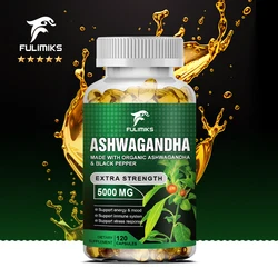 Pure KSM-66 Ashwagandha Root Extract Capsules 5000mg for Natural Mood, Stress, Focus, Brain, Energy, Sleep Health Support