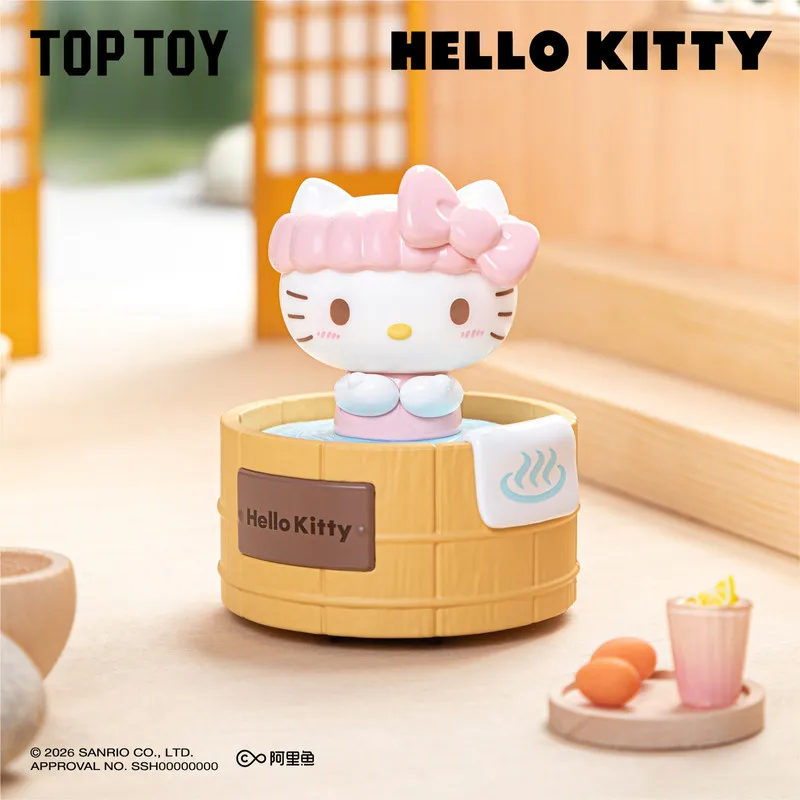 

Sanrio Hello Kitty Family Kuromi Rotating Onsen Series Blind Box Cute Desktop Ornament Collectible Figure Gift For Girls