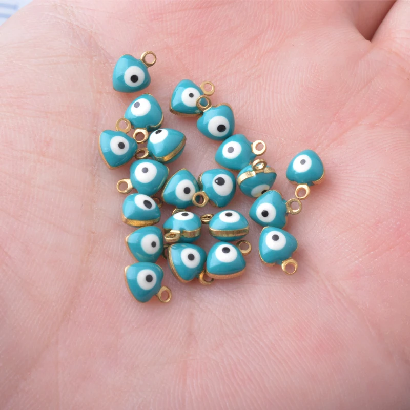 30 Stück beidseitig emaillierte Herz-Auge-Anhänger, Mini-Anhänger für die Schmuckherstellung, Armbänder, Ohrringe, Halsketten, Armbänder – Detail 12