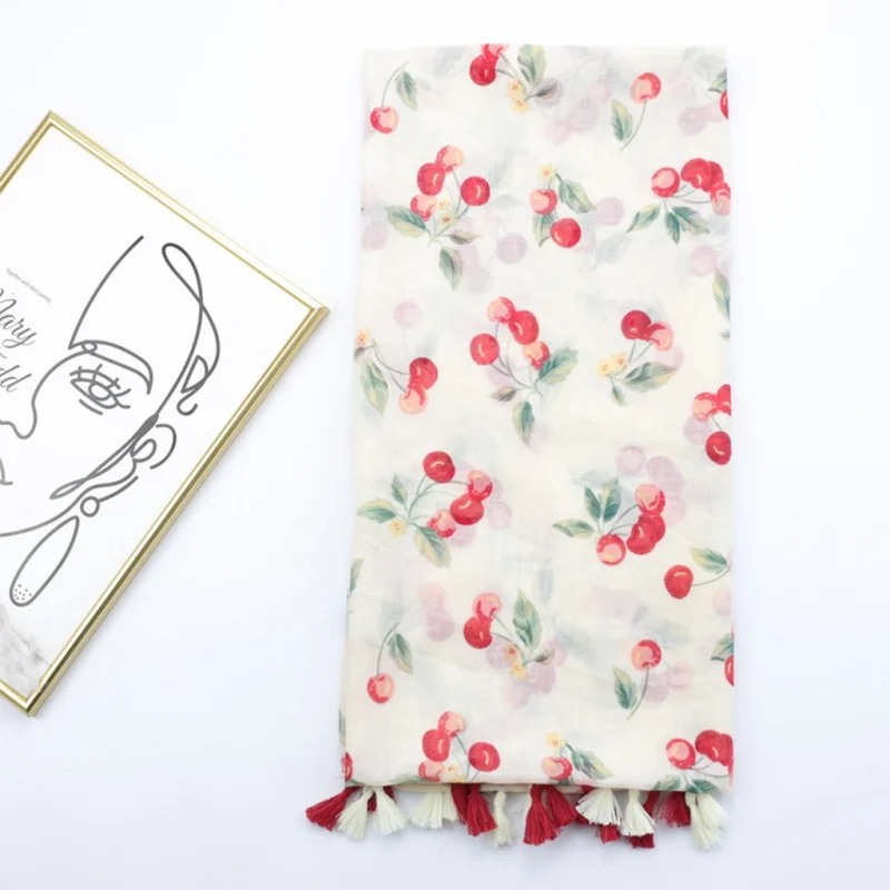 ليتل الكرز مشفرة بالي الحرير مصنع الحدود لطيف المرأة وشاح طويل الربيع الصيف وشاح شال