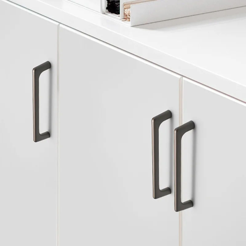 Brushed Nickel Matte Black Modern Minimalist Drawer Pulls for Cabinet Wardrobe Kitchen Handles