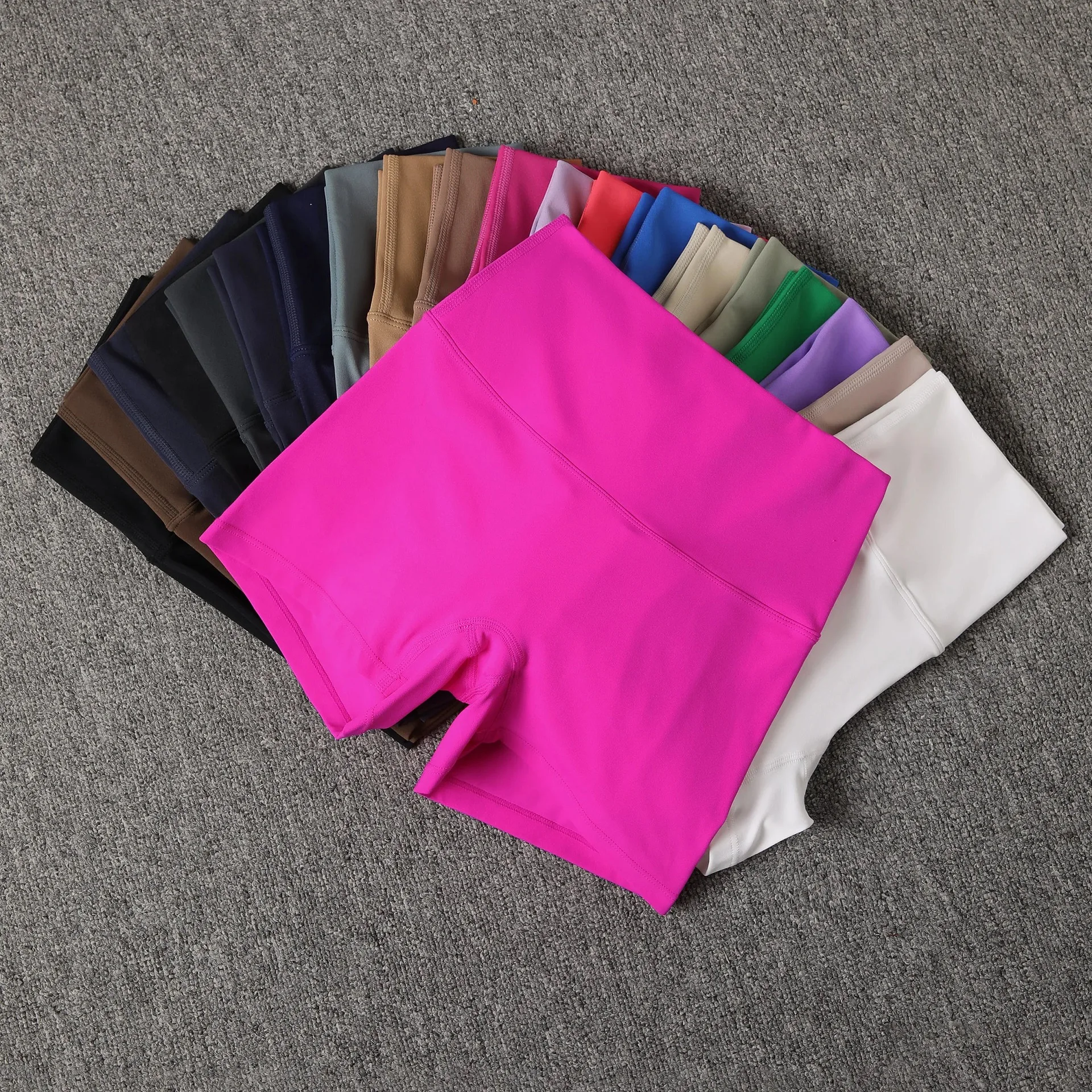 8-Zoll-Dopaminfarbene Damen-Yogahose mit hoher Taille und dehnbarer, nackter, atmungsaktiver Gym-Workout-Shorts