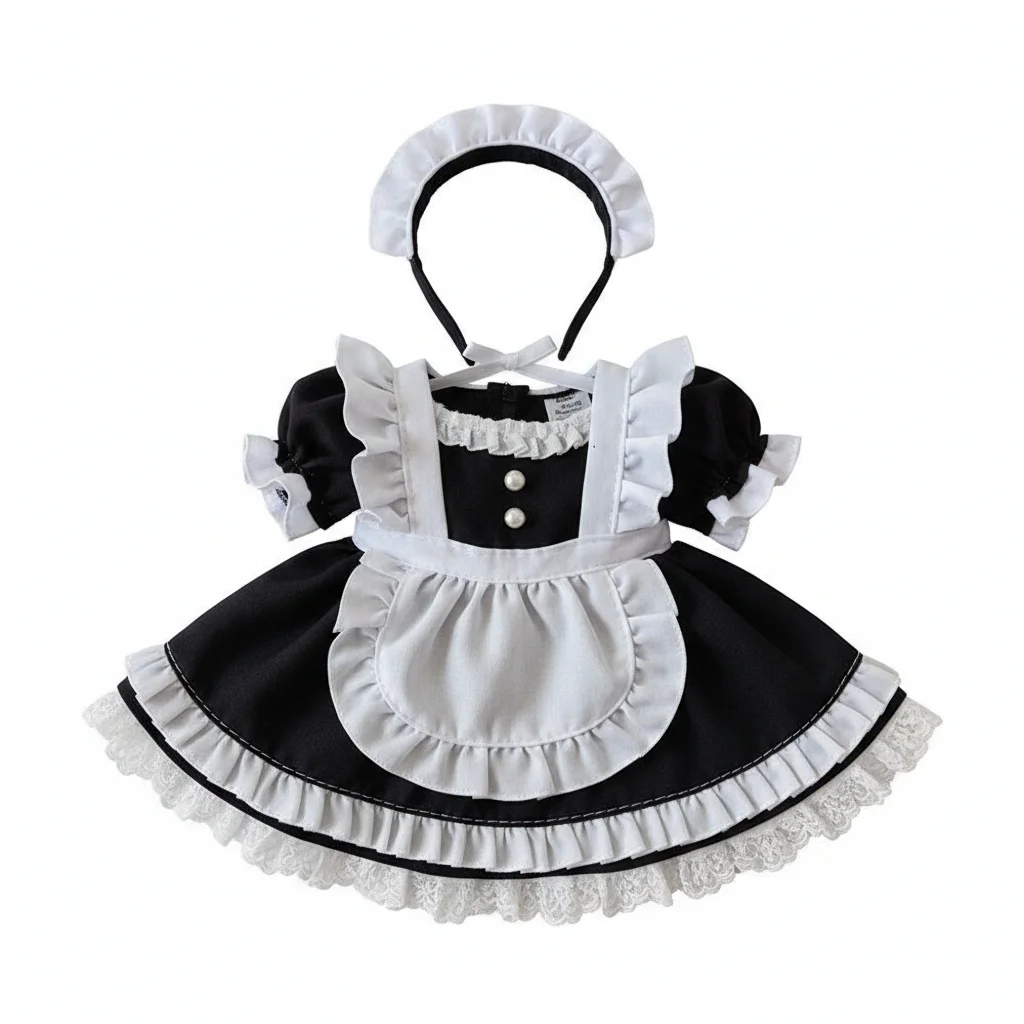 Ropa para muñecas de 20CM, traje de sirvienta Multicolor de Lolita, vestido en miniatura, traje de repuesto, vestido de princesa, tocado de muñeca, conjunto de vestido