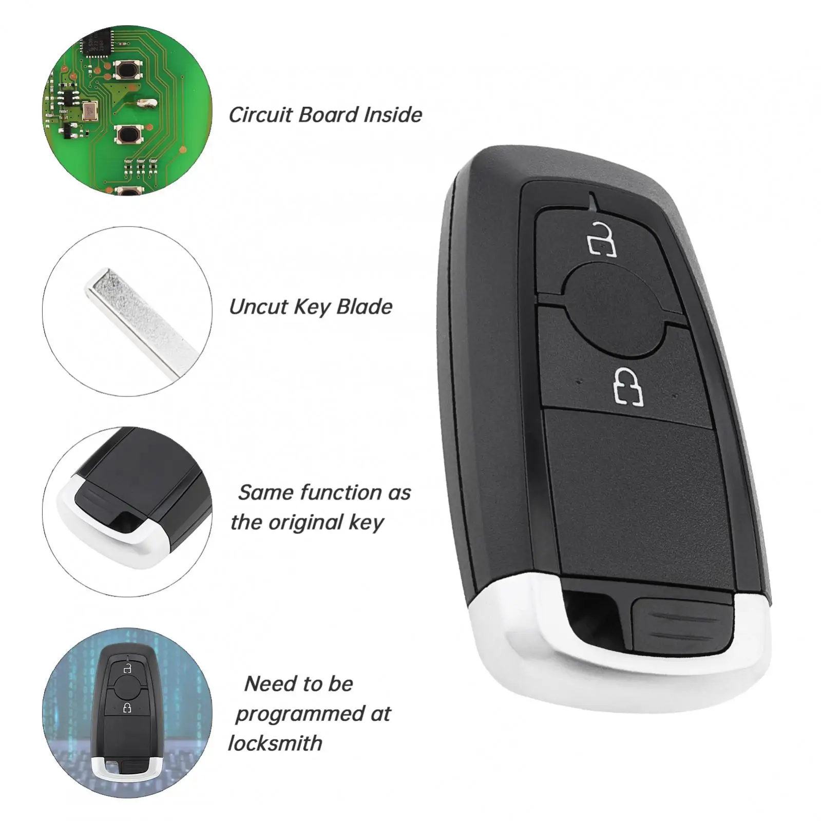 2 кнопки автомобильный смарт-ключ 434 МГц бесключевой дистанционный автомобильный брелок с 49 чипом A2C 93142101   Подходит для Ford 2017 2018 2019 2020