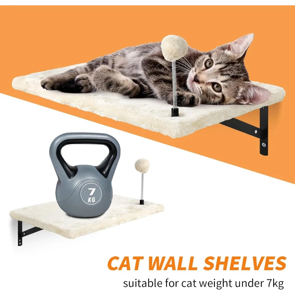 ติดผนัง Cat Climber ชุดชั้นวางปีนเขา, Perches, สะพาน, เปลญวน, Scratching Board & Ball - 7 ชิ้นไม้ในร่มแมว Furn