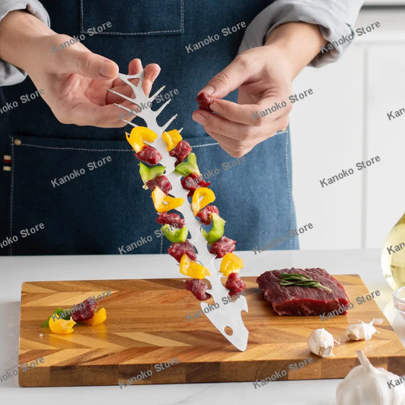 

Пятно Diy из нержавеющей стали в форме кости, гриль-шампур для барбекю, барбекю на открытом воздухе, гриль-гриль для барбекю