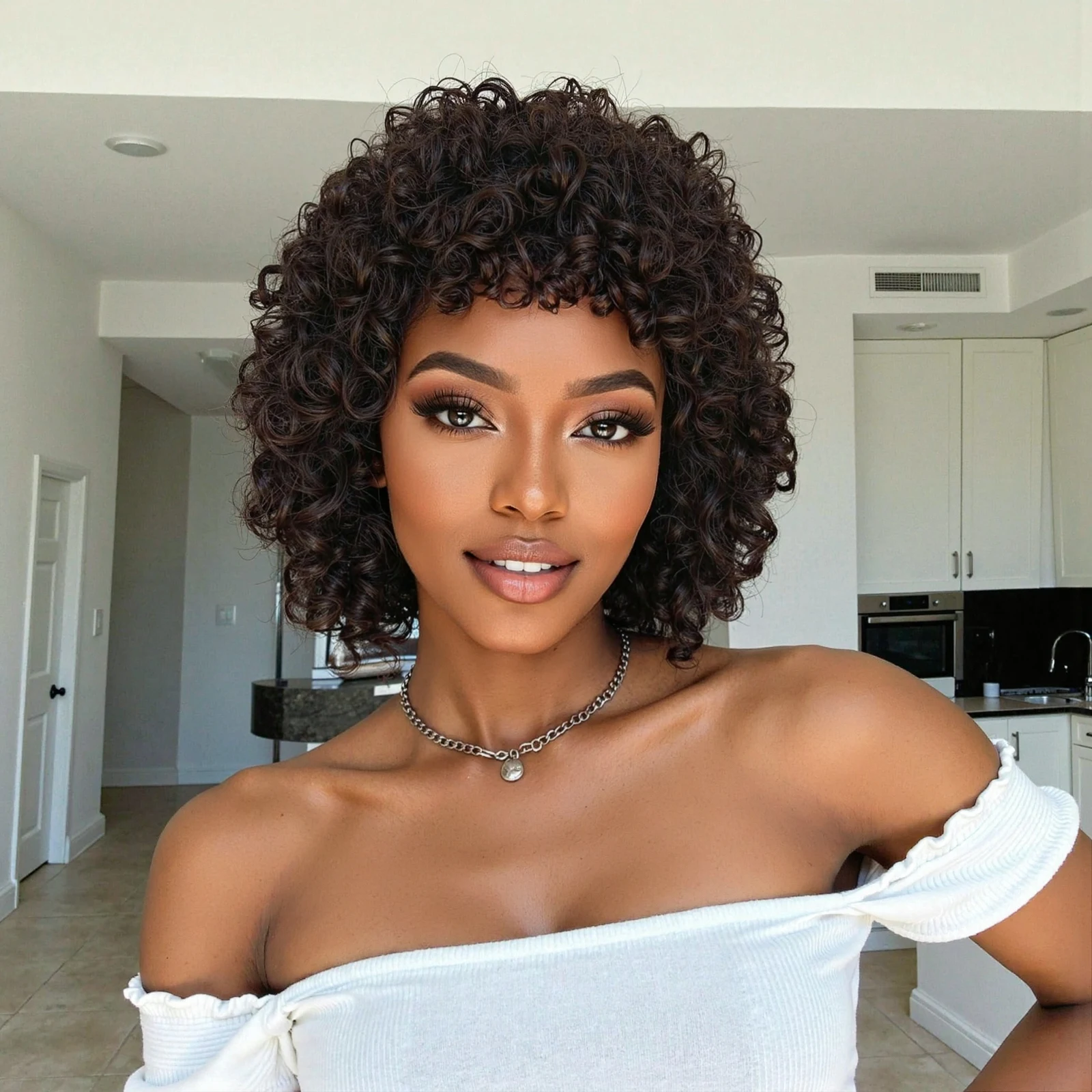 

Blonde Unicorn Curly Wave Dark Brown Human Hair Wigs Synthetic Wig Short Layered Natural Hair Women Daily