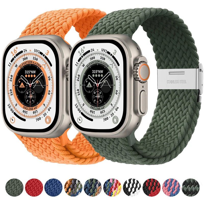 

Nylon Braided Solo Loop Strap for Apple Watch 8 Ultra Band 49mm 45mm 44mm 40mm 42mm Bracelet IWatch Series 7 6 SE 5 4 3 41mm 38