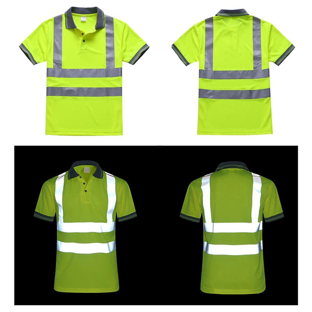 Imagem -02 - Camisa de Segurança Reflexiva Alta dos Homens Colete de Segurança Luminoso Roupa de Segurança Respirável Quick Dry hi Vis t Shirt Workwear