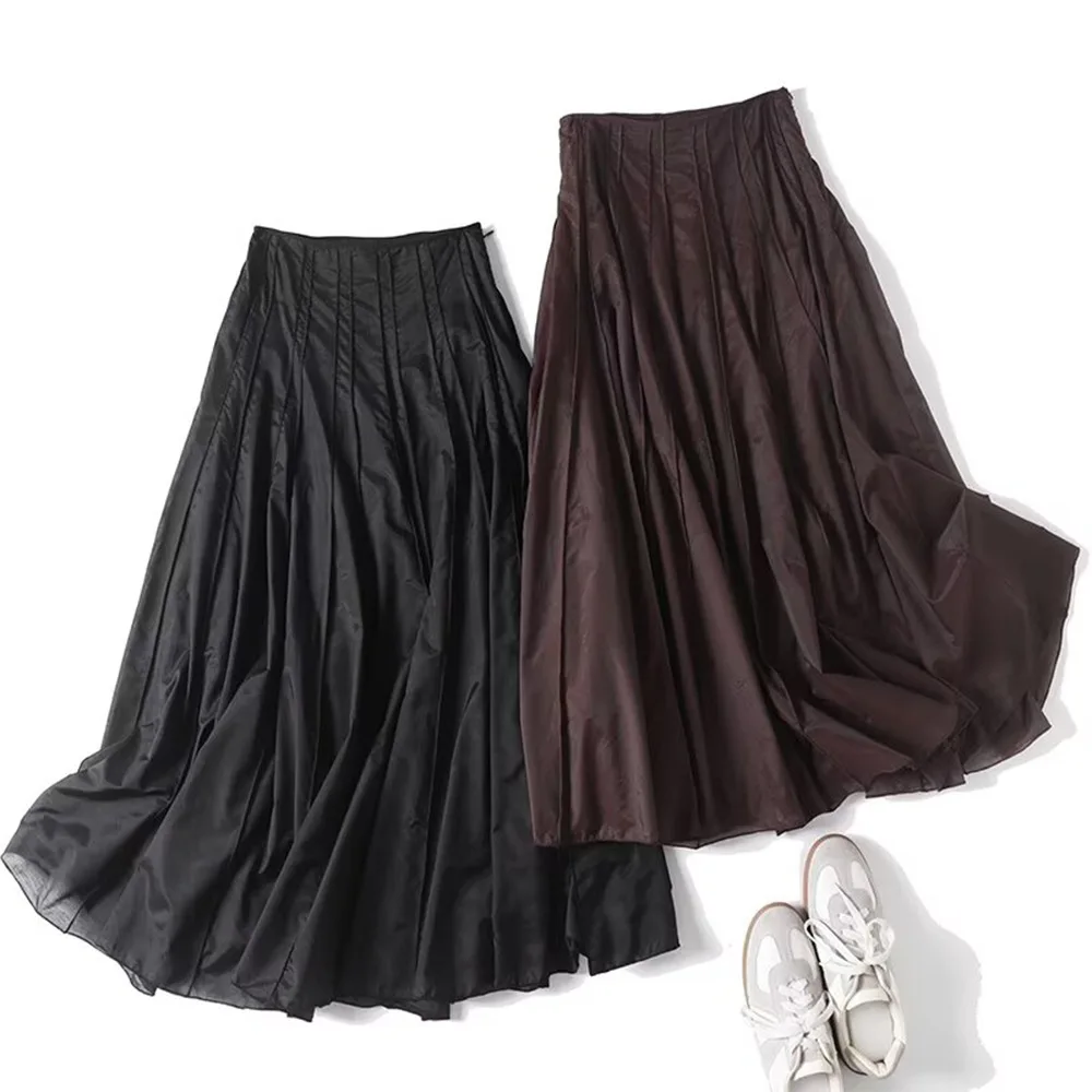 

Women's clothing 2025 summer new products European and American fashion versatile minimalist design casual tulle skirt