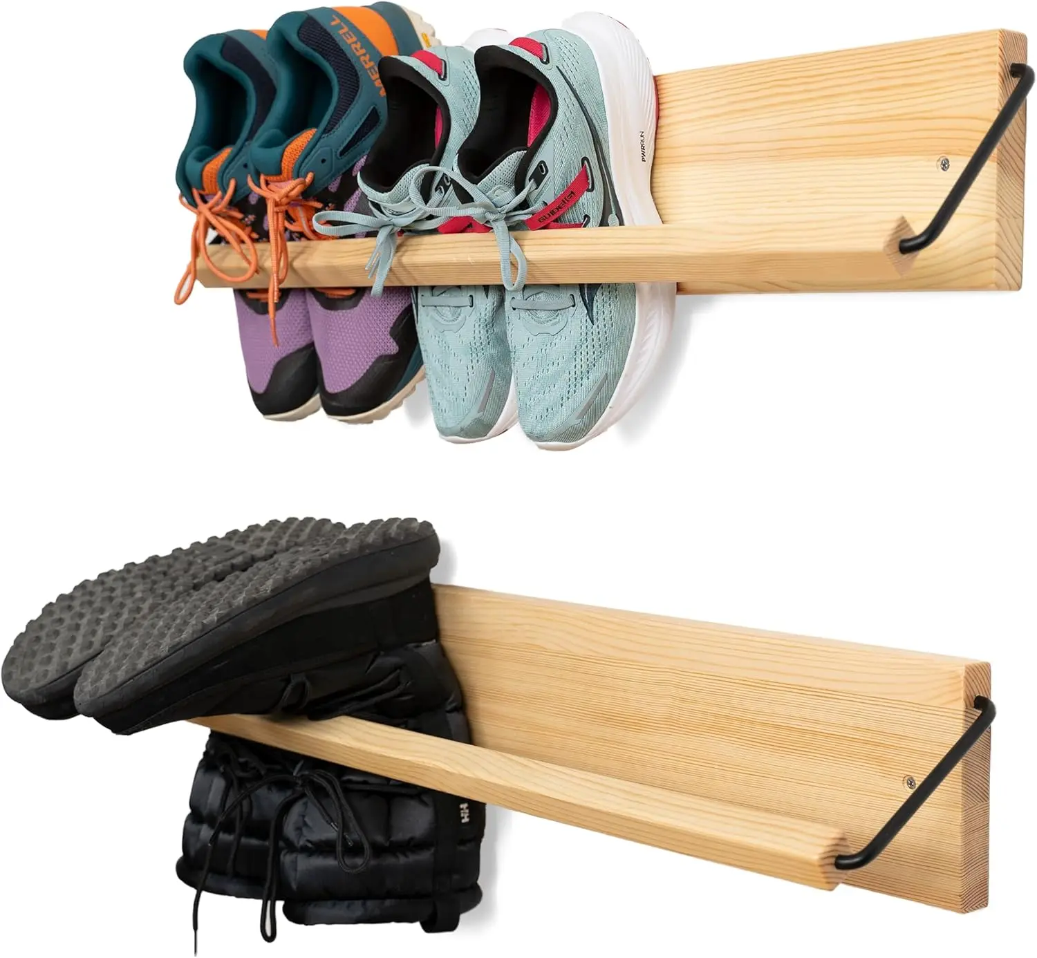 

Wall Mounted Shoe Rack - A Wooden, Modern, Slim, And Small Shoe Storage Solution For Shoes And Boots In Narrow Spaces,