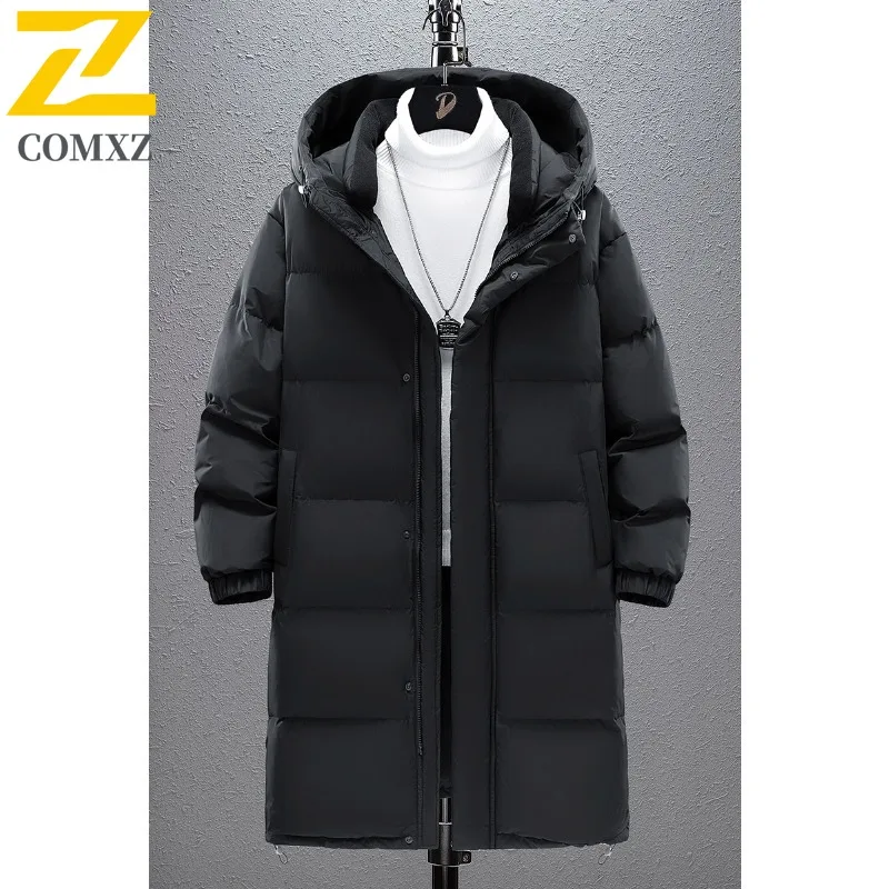 COMXZ Hooded Premium Down Jacket Men Outdoor Wind Resistant Warm Parka Leisure Journey Cold Proof Light Winter New Clothing