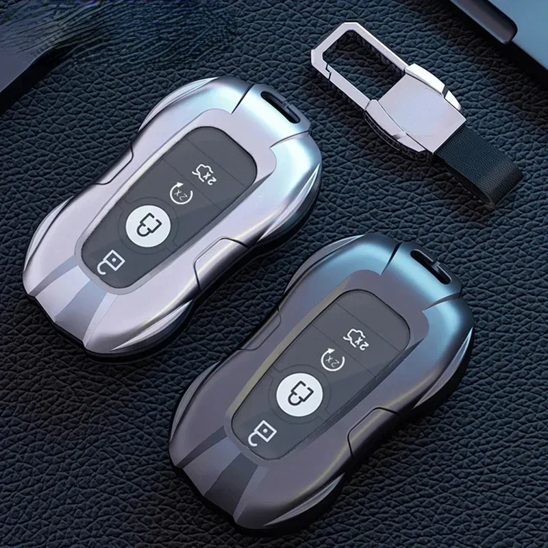 For ford mustang 2018-2021 Zinc alloy space gray/Temperament silver Car Key Case Keyless Cover Key Shell Car Accessories