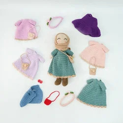 Eid Al-Adha Ramadan Gift Set Cotton Knit Baby American Girl Crochet Muslim Hijab Doll Clothes Amigurumi Toy For Kids