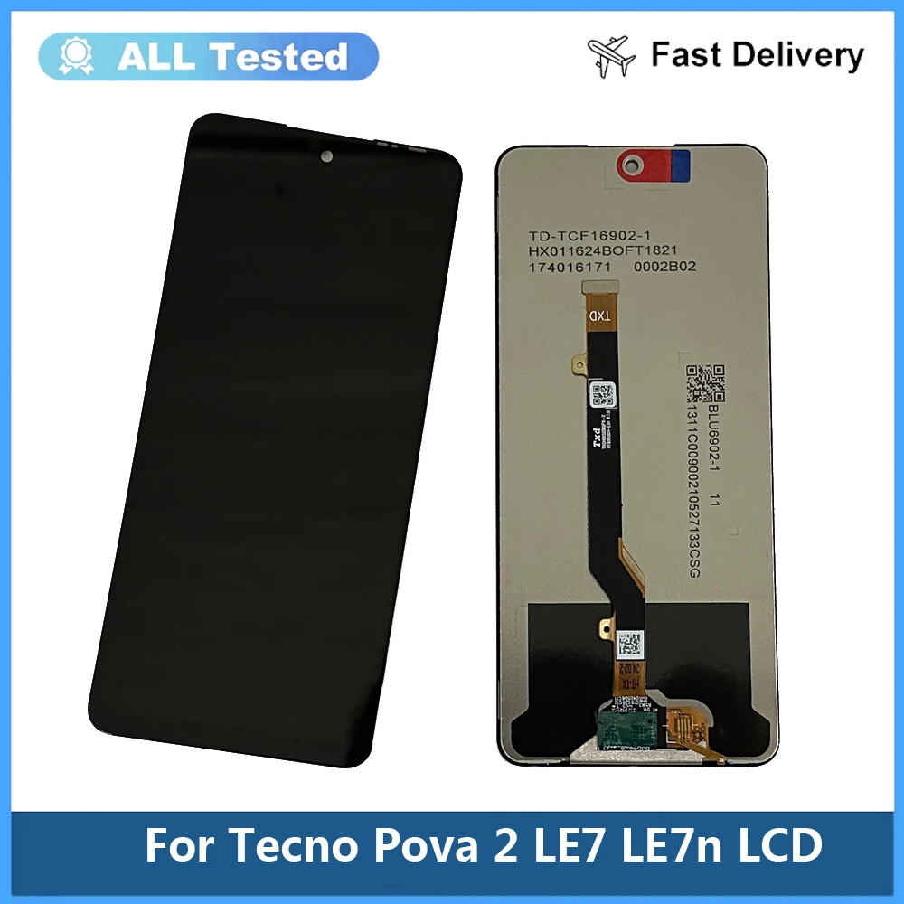 

6.9" Tested For Tecno Pova 2 LE7 LE7n LCD Display Screen Touch Digitizer Sensor Assembly Replacement Tecno Pova2 LE7 LCD Parts